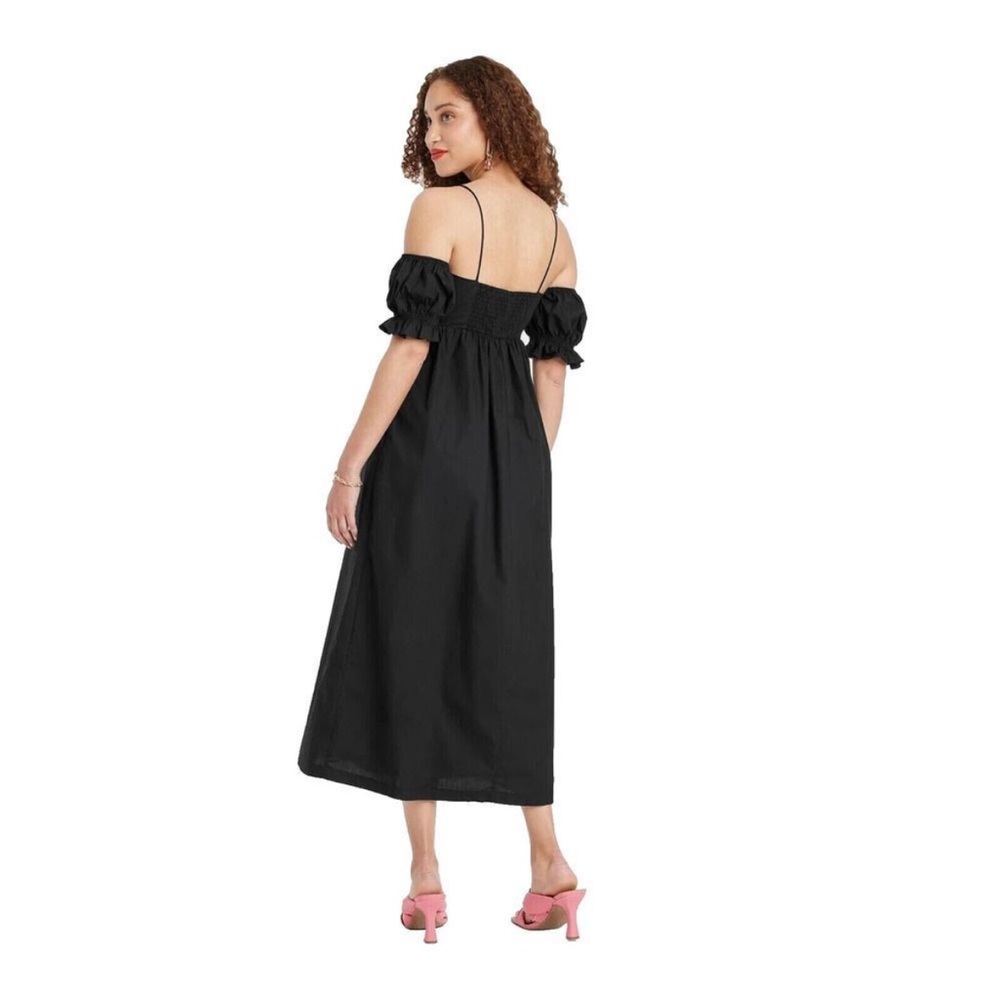 A New Day Black Sleeveless Tie Front Midi Dress Size Small - Picture 3 of 11